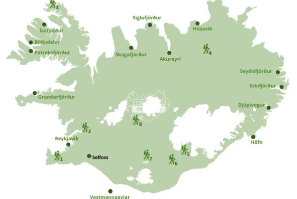 Activités en été - carte des randonnées en Islande.